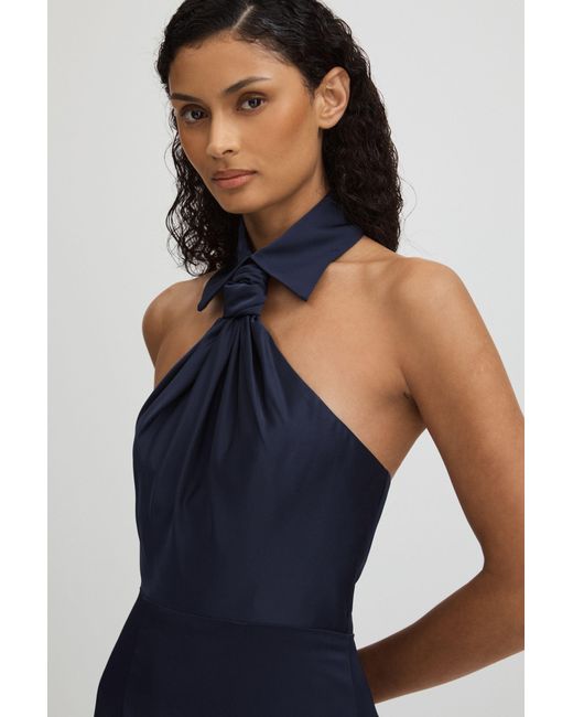 Halston Heritage Blue Halter Neck Maxi Dress