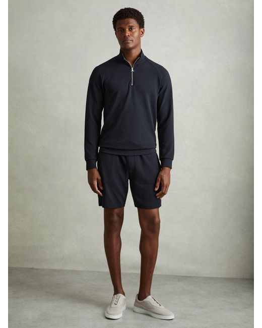 Reiss Illinois Strukturierter Pullover Mit Halbem Reißverschluss Und Trichterkragen in Blue für Herren