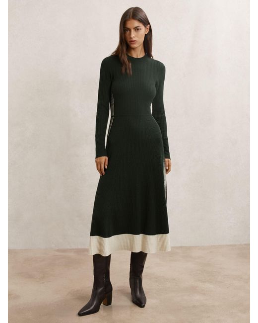 Reiss Black Leather Knee-High Block-Heel Boots
