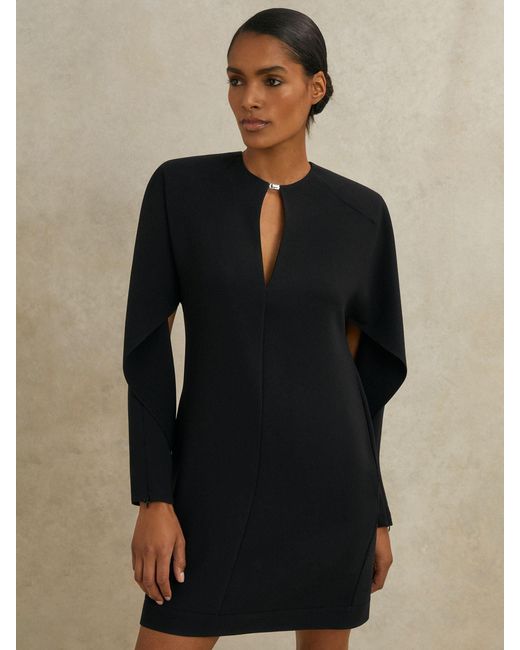 Reiss Women's Black Crepe Sheer-Back Mini Dress Reiss Women's Black Crepe Sheer-Back Mini Dress