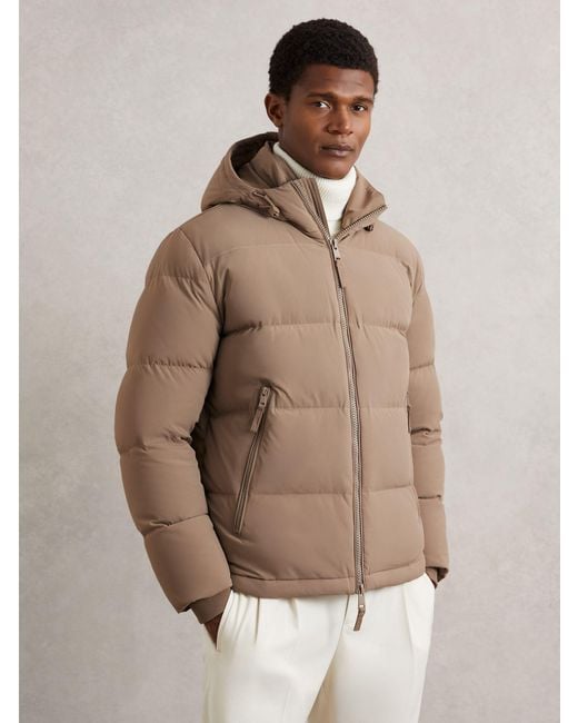 Reiss Natural Quilted Zip-Through Puffer Jacket for men