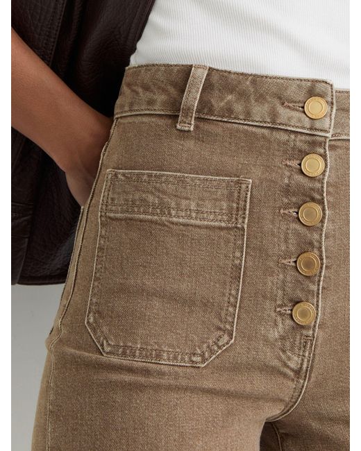 Reiss Natural Cali - Light Brown Twin-pocket Button Flared Jeans, 26w X 31r (uk 26 R)
