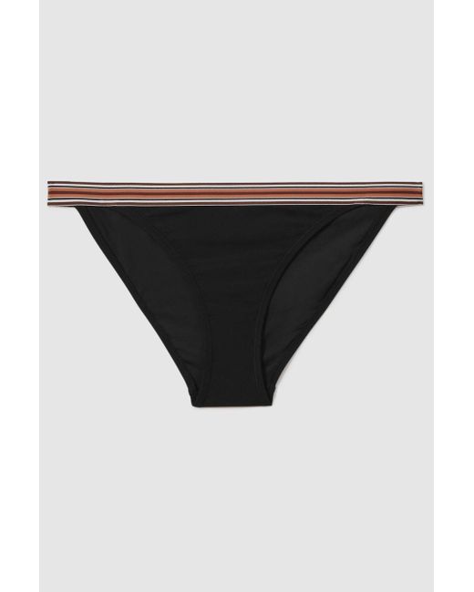 Reiss Multicolor Yve - Black/brown Striped Strap Bikini Top