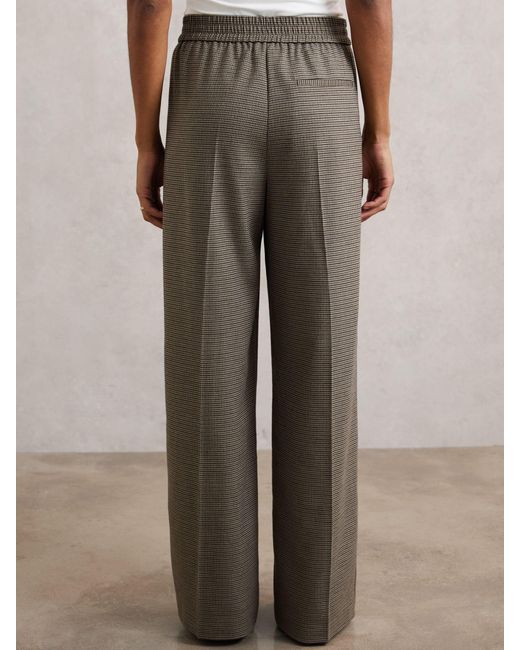 Reiss Brown Side-Stripe Wide-Leg Trousers