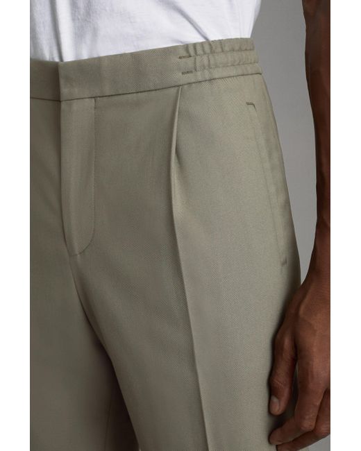 Reiss Black Brighton - Sage Relaxed Drawstring Trousers With Turn-ups for men