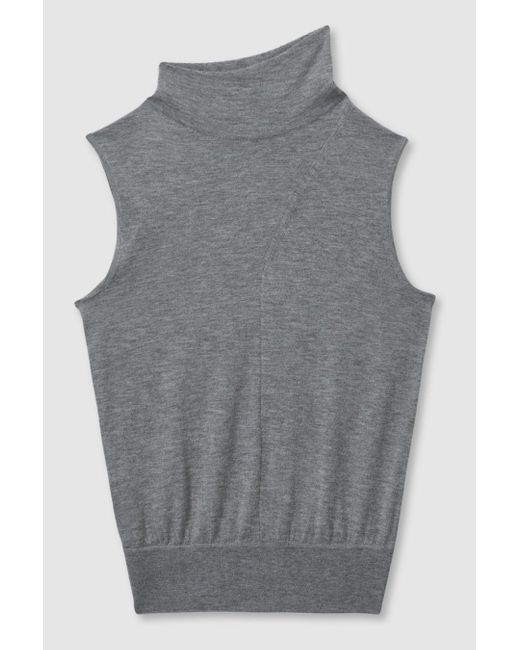 Reiss Natural Wool Slouched Sleeveless Top