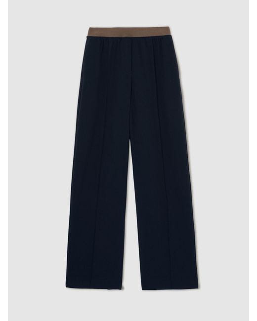 Reiss Natural Wilde - Navy Wide-leg Elasticated-waist Trousers, Us 0 R