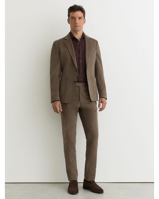 Reiss Brown Brushed Twill Single-Breasted Blazer Tailored-Fit for men