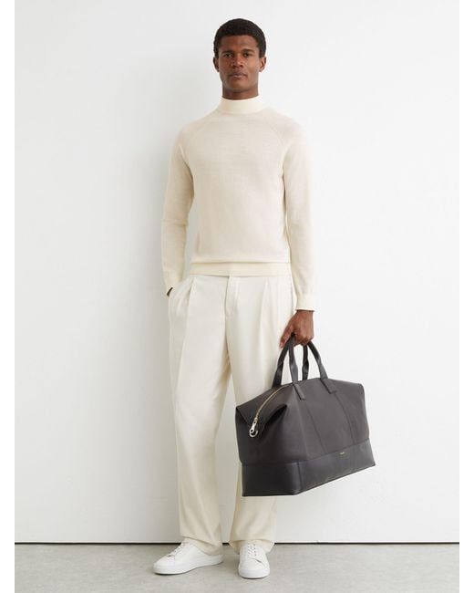 Reiss White Merino Wool Mock-Neck Jumper for men