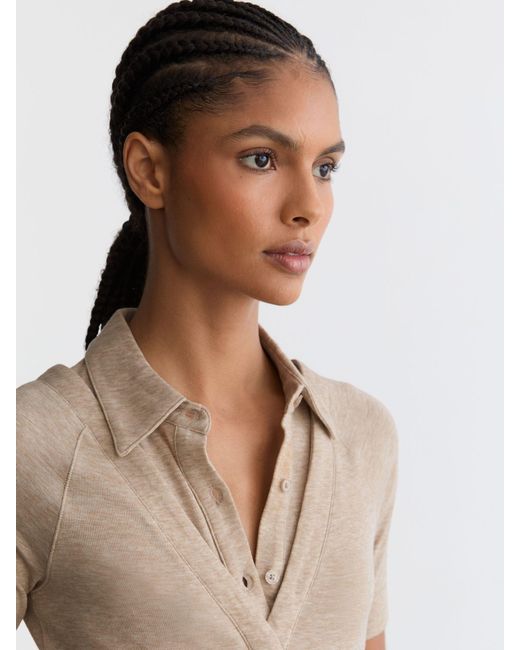 Reiss Natural Collar-Insert Jersey-Knit Top With Wool