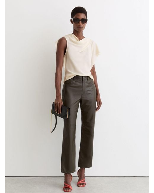 Reiss Natural Asymmetric Drape-Neck Top