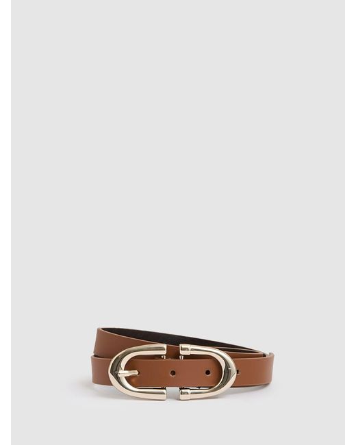 Reiss Brown Bailey Tan Leather Horseshoe-Buckle Belt