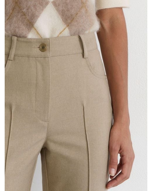 Reiss Natural Flared Twill Seam-Detail Trousers