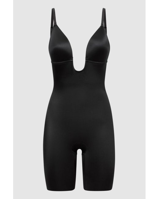 Spanx Shapewear Plunge Lowback Midthigh Bodysuit, Black Lyst
