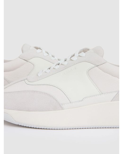 Reiss Natural Bonded-Leather Suede Running Trainers for men