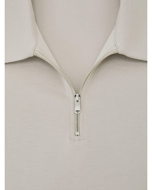 Reiss Natural Lord Premium Interlock Half-Zip Polo Shirt for men