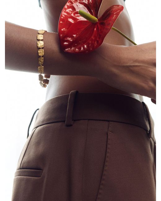 Reiss Metallic Brass Square Bracelet