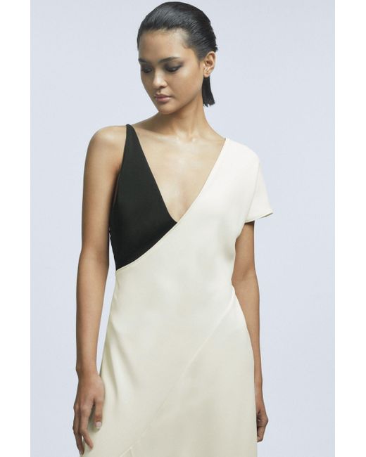 Reiss Frieda - Black/white Atelier Colourblock Midi Dress, Us 10