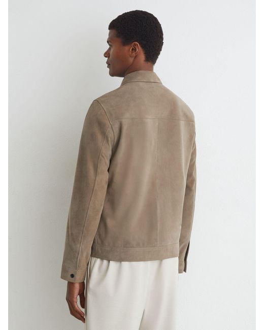 Reiss Gray Suede Twin-Pocket Jacket for men
