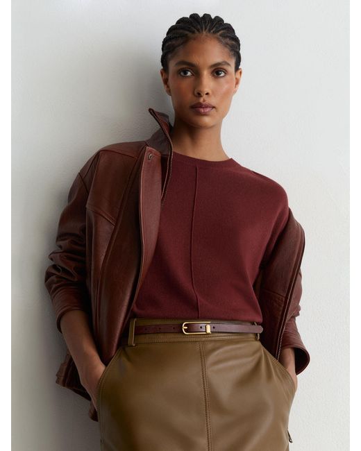 Reiss Red Wool-Blend Reverse-Seam Jumper With Cashmere