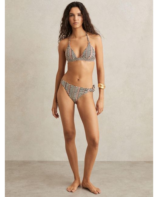Reiss White Charlie Chevron-Stripe Bikini Bottomseu 40 (Uk 12)