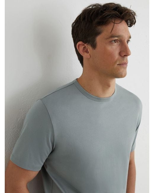 Reiss Gray Mercerised-Cotton Crew-Neck T-Shirt for men