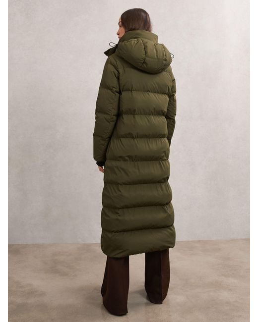 Reiss Brown Belted Longline Hooded Puffer Coat
