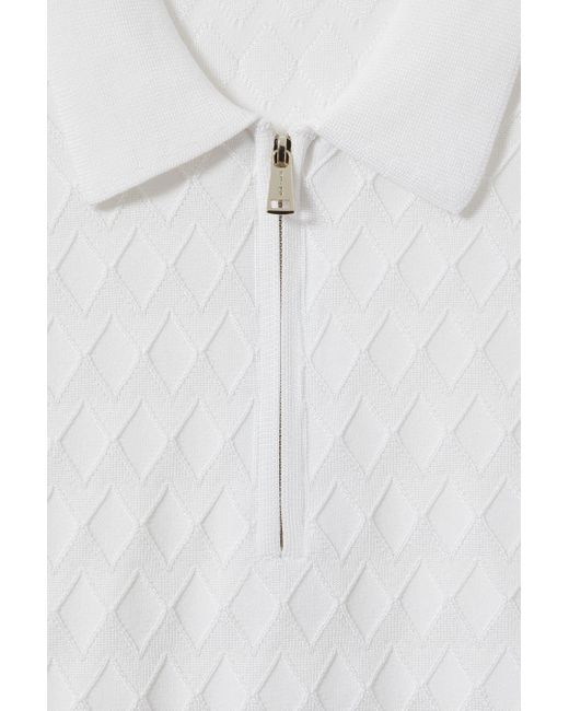 Reiss Rizzo - White Half-zip Knitted Polo Shirt for men