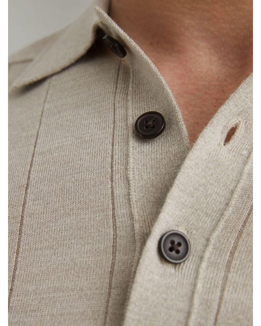 Reiss Natural Merino Wool Wide-Rib Polo Jumper for men