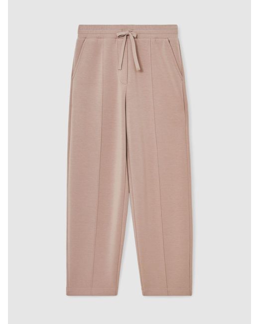 Reiss Natural Janie - Taupe Neutral Premium Interlock Tapered Joggers, S (us 4-6)