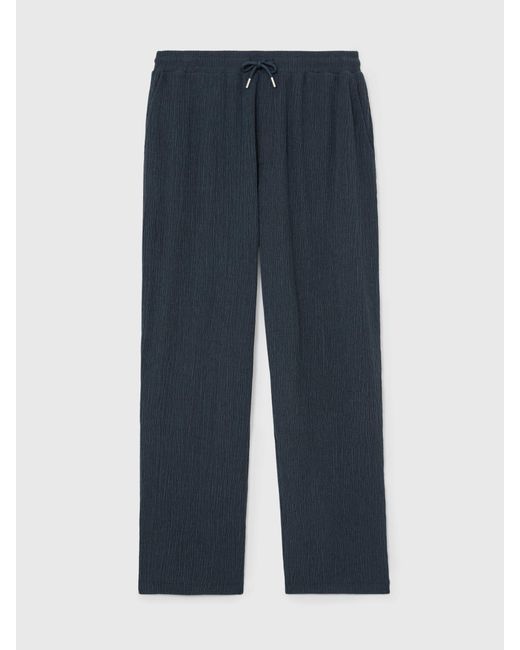 Reiss Carver - Airforce Blue Plissé Relaxed Drawstring Trousers, M for men