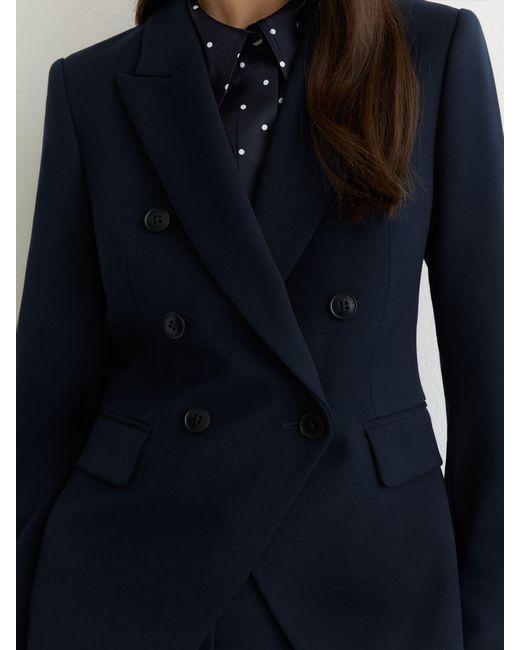 Reiss Blue Double-Breasted Suit Blazer