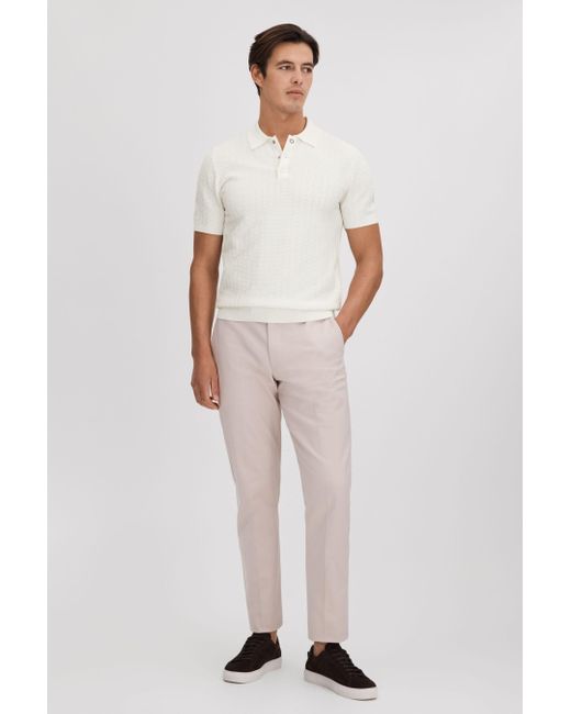 Reiss Pascoe - White Textured Modal Blend Polo Shirt for men