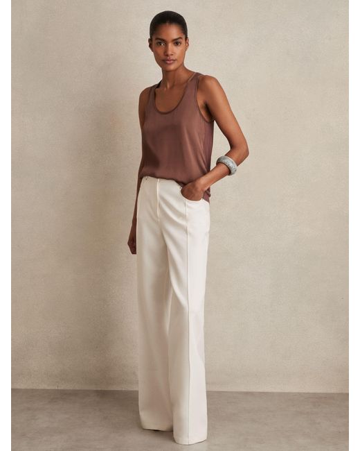 Reiss Natural Silk-Front Cami Top