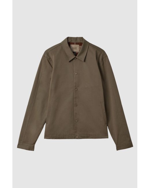 PAIGE Brown Cotton Blend Press-stud Jacket for men