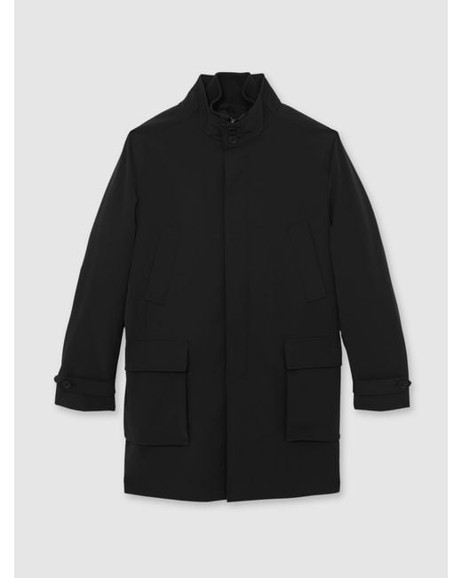 Reiss Black Hybrid Removable-Gilet Overcoat for men