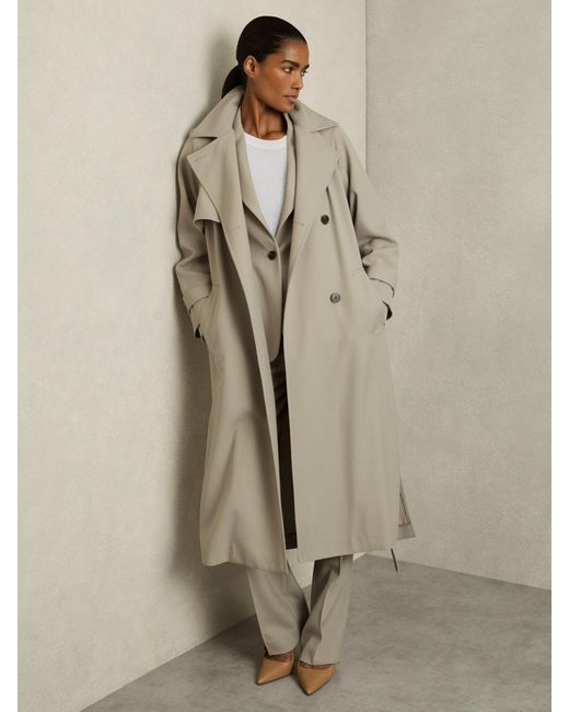 Reiss Natural Wool-Blend Double-Breasted Trench Coat