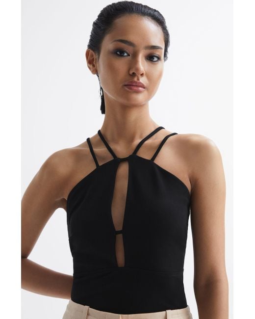 Reiss Raquel - Black Strappy Cut-out Top, Us 2