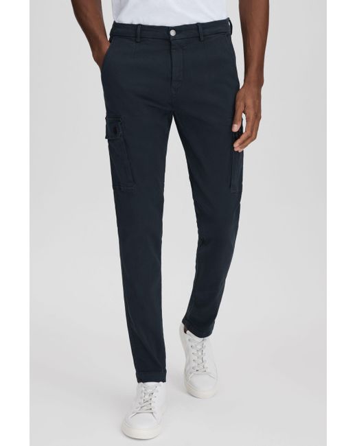 Replay Blue Slim Fit Cargo Trousers for men