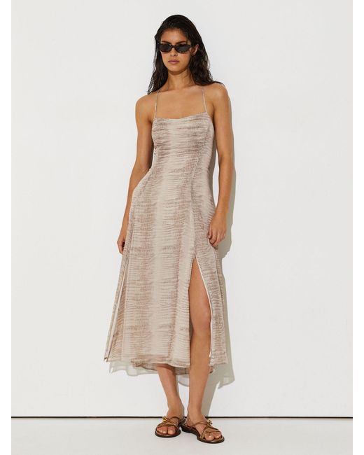 Reiss Natural Eloise - Neutral Snake-print Midi Beach Dress, Us 10