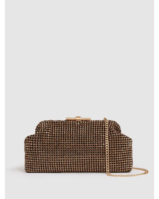 Reiss Brown Embellished Clutch Bag