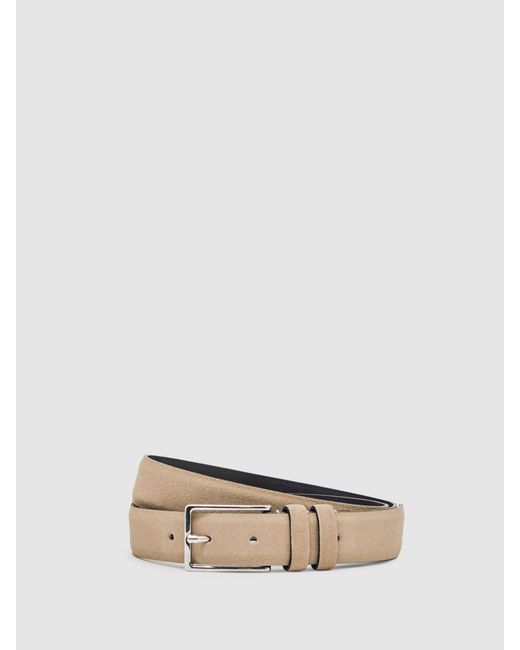 Reiss Gray Dante - Stone Dante Suede Belt, 32 for men