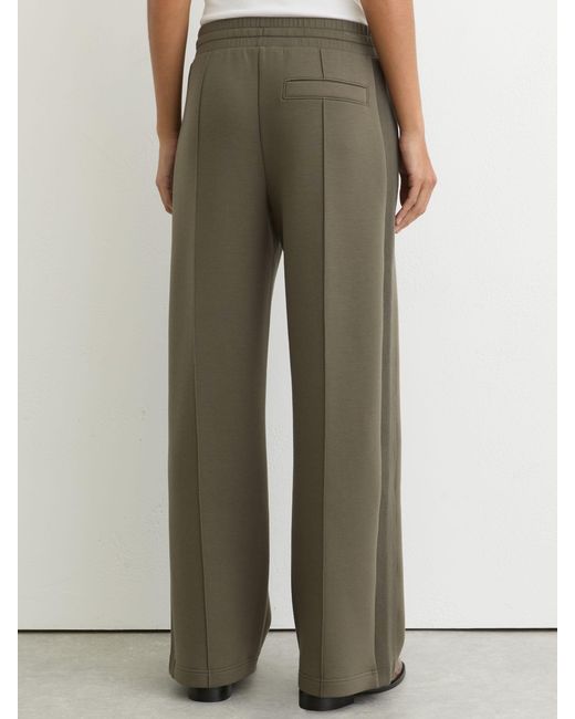 Reiss Bella - Khaki Green Premium Interlock Wide-leg Joggers, L Regular (uk 16-18)