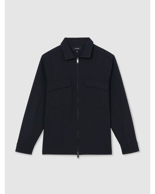 Reiss Blue Stripe Zip-Through Overshirt for men