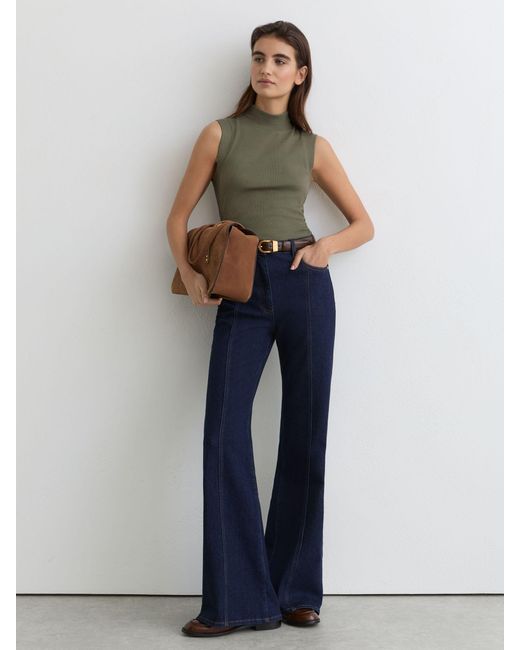 Reiss Green Stretch-Cotton High-Neck Vest