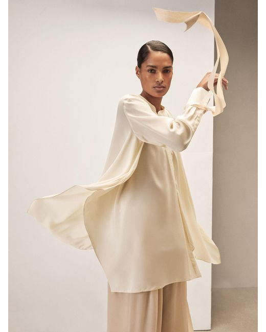 Reiss Natural Scarlet - Cream | Royal Ballet Tie-cuff Blouse, Us 8
