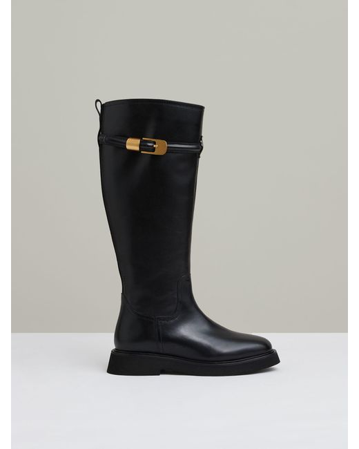 Reiss Black Briony Boots Leather Plain