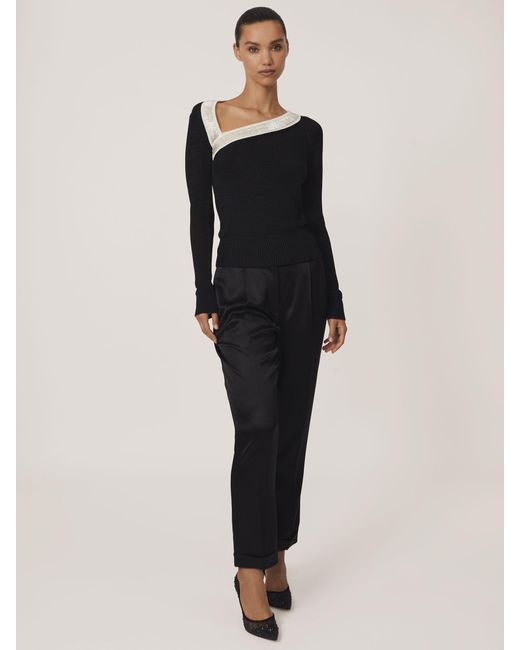 Reiss Black Bead-Detail Asymmetric Knit Jumper