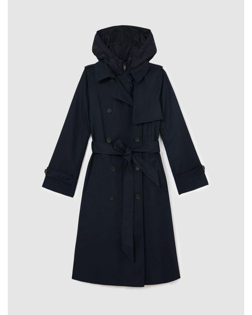 Reiss Blue Petite Hooded Insert Trench Coat