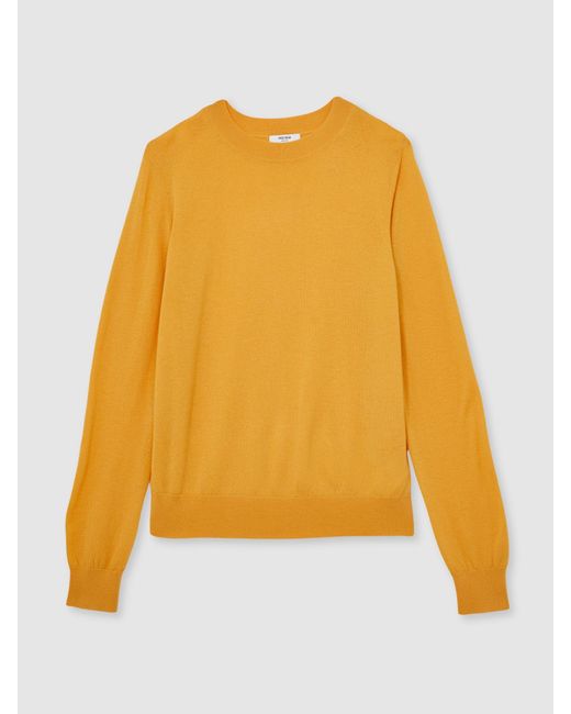 Reiss Blue Merino Wool Crew-Neck Jumper
